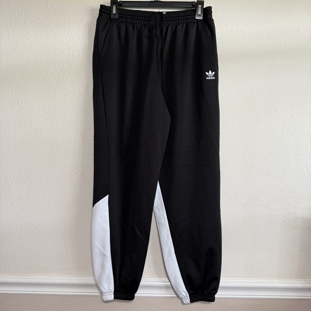 Adidas‎ Track Pants Womens Small Black Trefoil Logo Drawstring Baggy Training